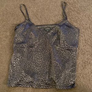 Spaghetti strap shimmery top with cheetah print